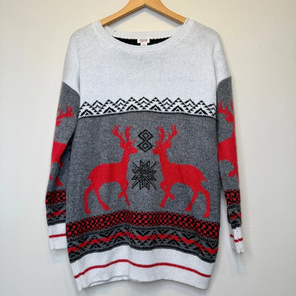 Mossimo | Thick Knit Fair Isle Reindeer Chunky Ugly Christmas Sweater - Picture 2 of 9